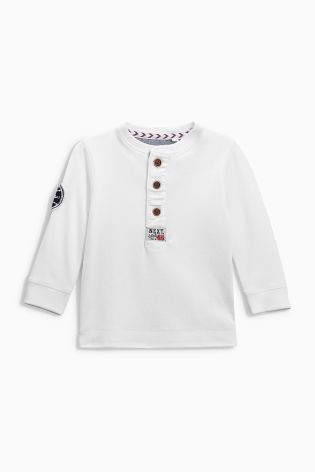 White Long Sleeve Grandad T-Shirt (3mths-6yrs)